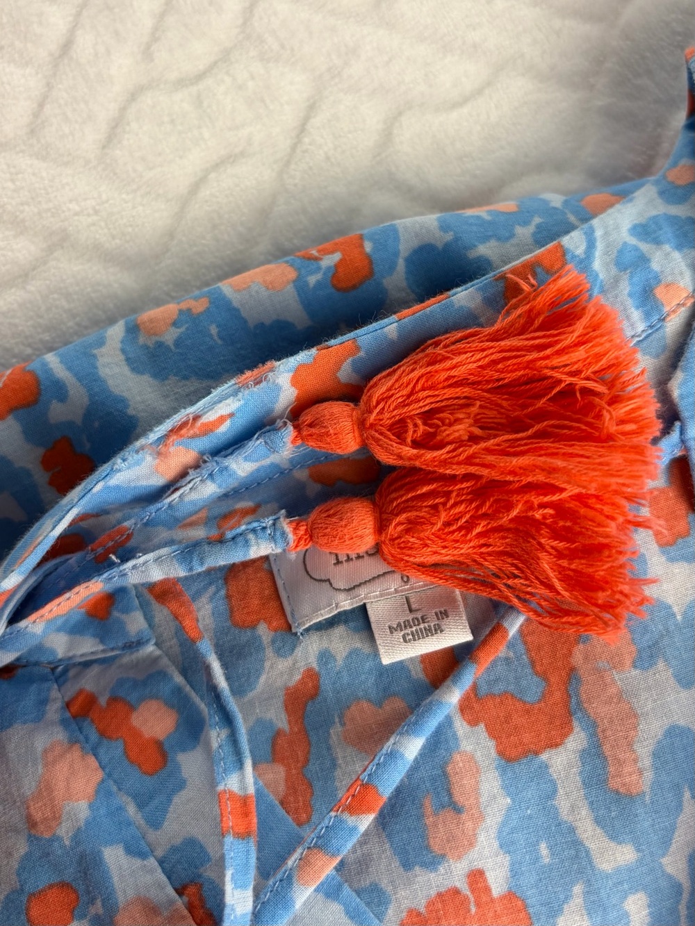 Mud Pie 100% cotton tunic style dress blue and orange cheetah print Size L - Picture 7 of 10